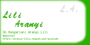 lili aranyi business card